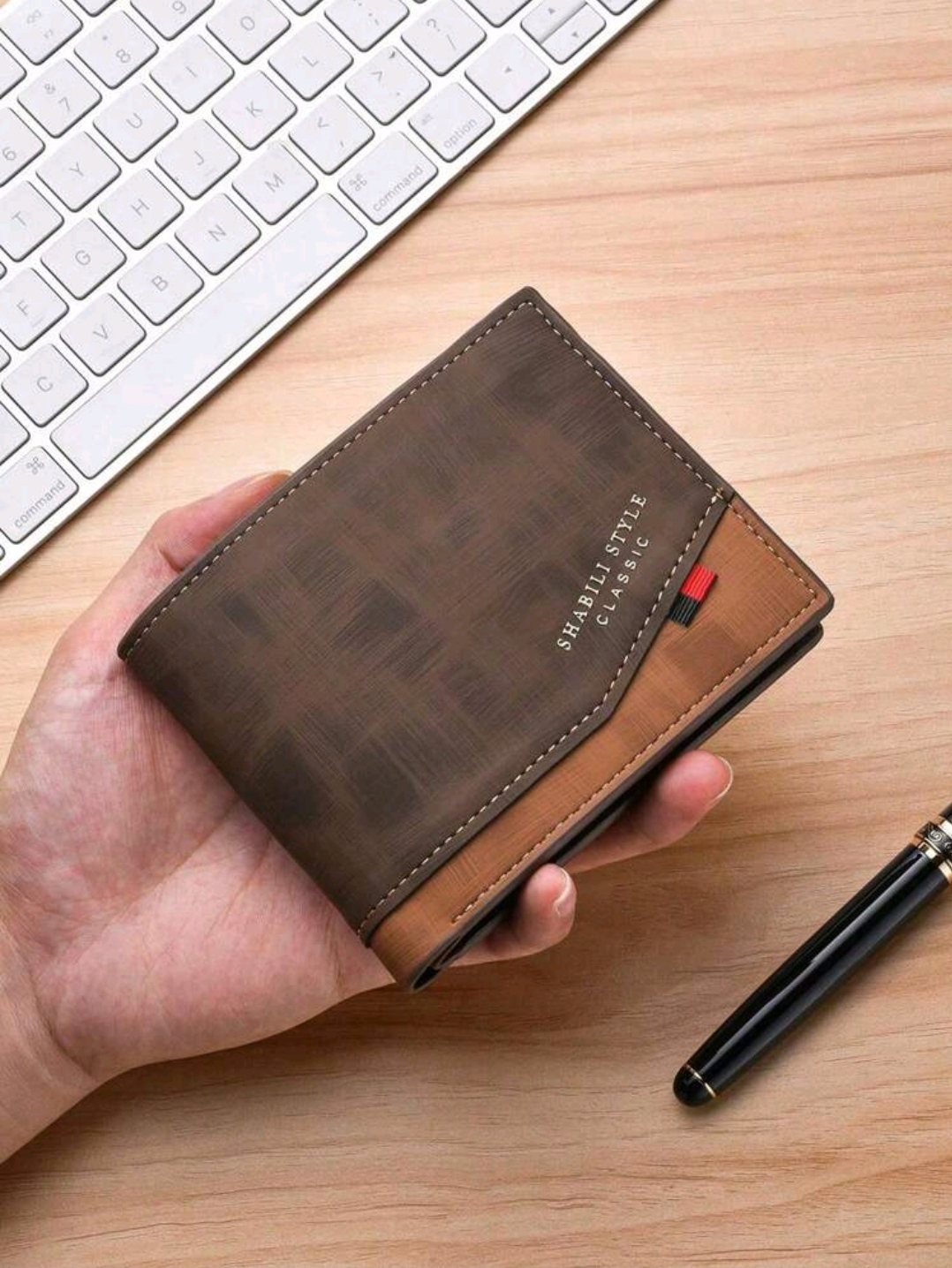 BILLETERA SHABILI CAFE HOMBRE AMPLIA VARIOS COMPARTIMIENTOS M6